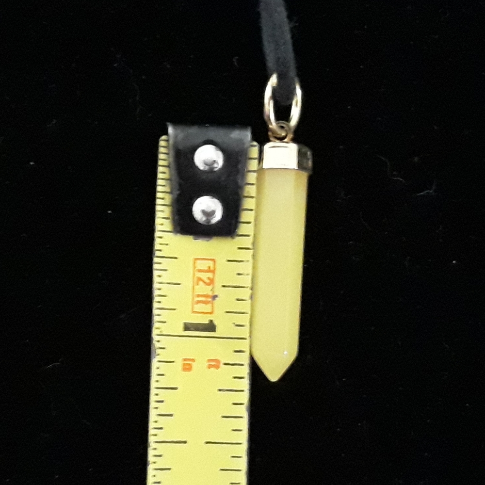 Yellow Jade Crystal Pendant on Black Cord Necklace - Picture 4 of 6